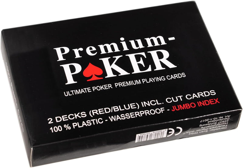 WiMi 24 X Premium Casino Poker Karten Pokerkarten 100 Prozent Plastik - Grosser Index 2 Eckzeichen -