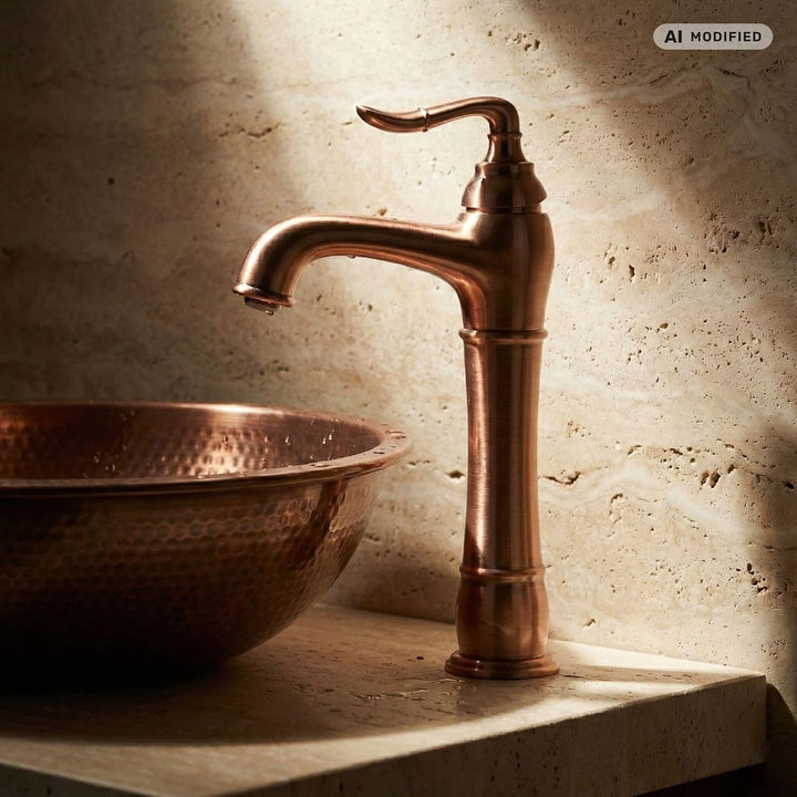 PaulGurkes Unterputz Duschsystem Set Kupfer Rote Bronze Regendusche, Ares &amp; Kronos:Waschtischarmatur