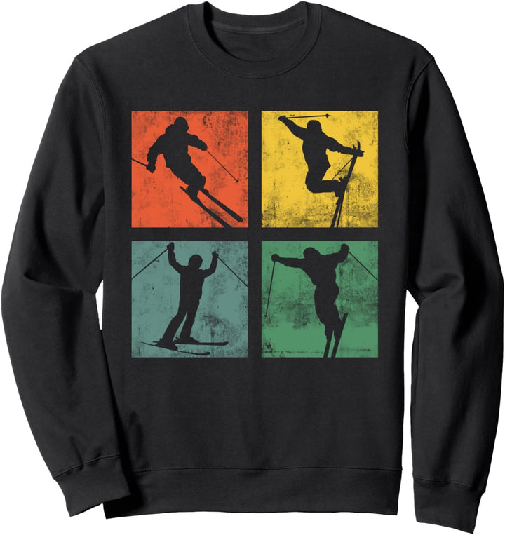 Skifahrer Vintage Design Ski Urlaub Wintersport Sweatshirt