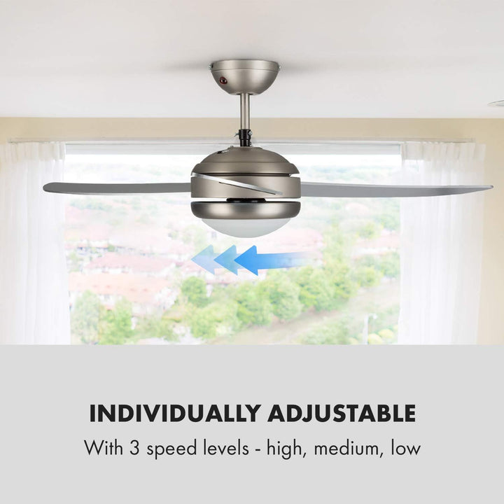 Klarstein El Paso Deckenventilator - 2-in-1: Ventilator & Deckenlampe, Durchmesser: 52" (132 cm), 3