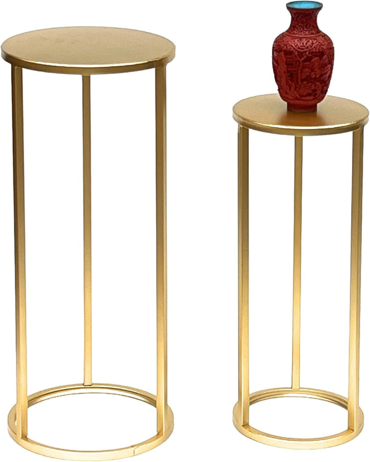 DanDiBo Blumenhocker Metall Gold Rund Blumenständer Beistelltisch 96510 2er Set Blumensäule Modern P