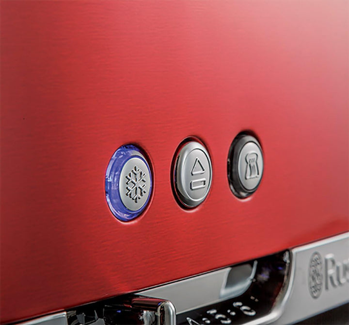 Russell Hobbs Toaster [Langschlitz für 2 Scheiben / 1 breite Brotscheibe] Luna Edelstahl Rot (extra