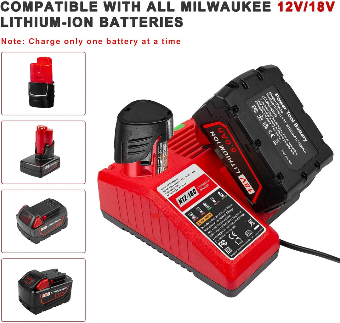 ASUNCELL M12 &amp; M18 Ladegerät für Milwaukee M18 M12 akku, Doppelte Ports Ersatzladegeräte für Milwauk