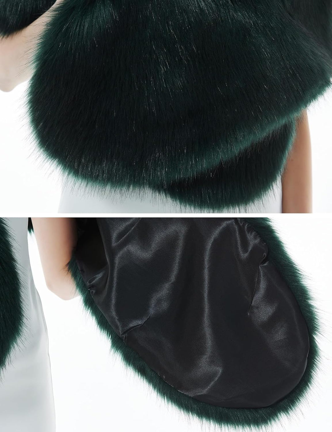 BEAUTELICATE Kunstpelz Stola Schal Damen Pelz Brautschal Brautstola Wrap Schwarz Elfenbein für Braut