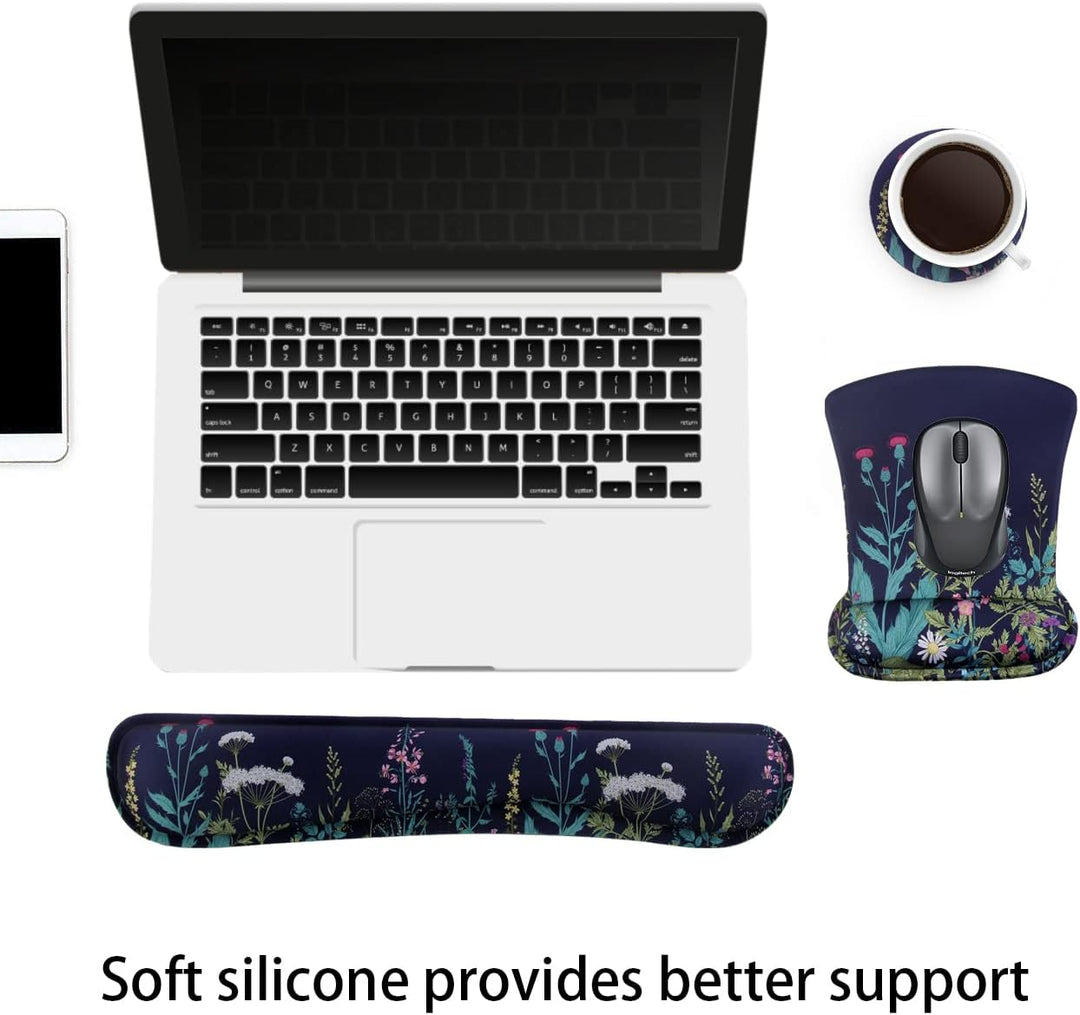 Mauspad mit Handauflage, Mauspad mit Gelkissen und Ergonomische Memory Foam Tastatur Handgelenkaufla