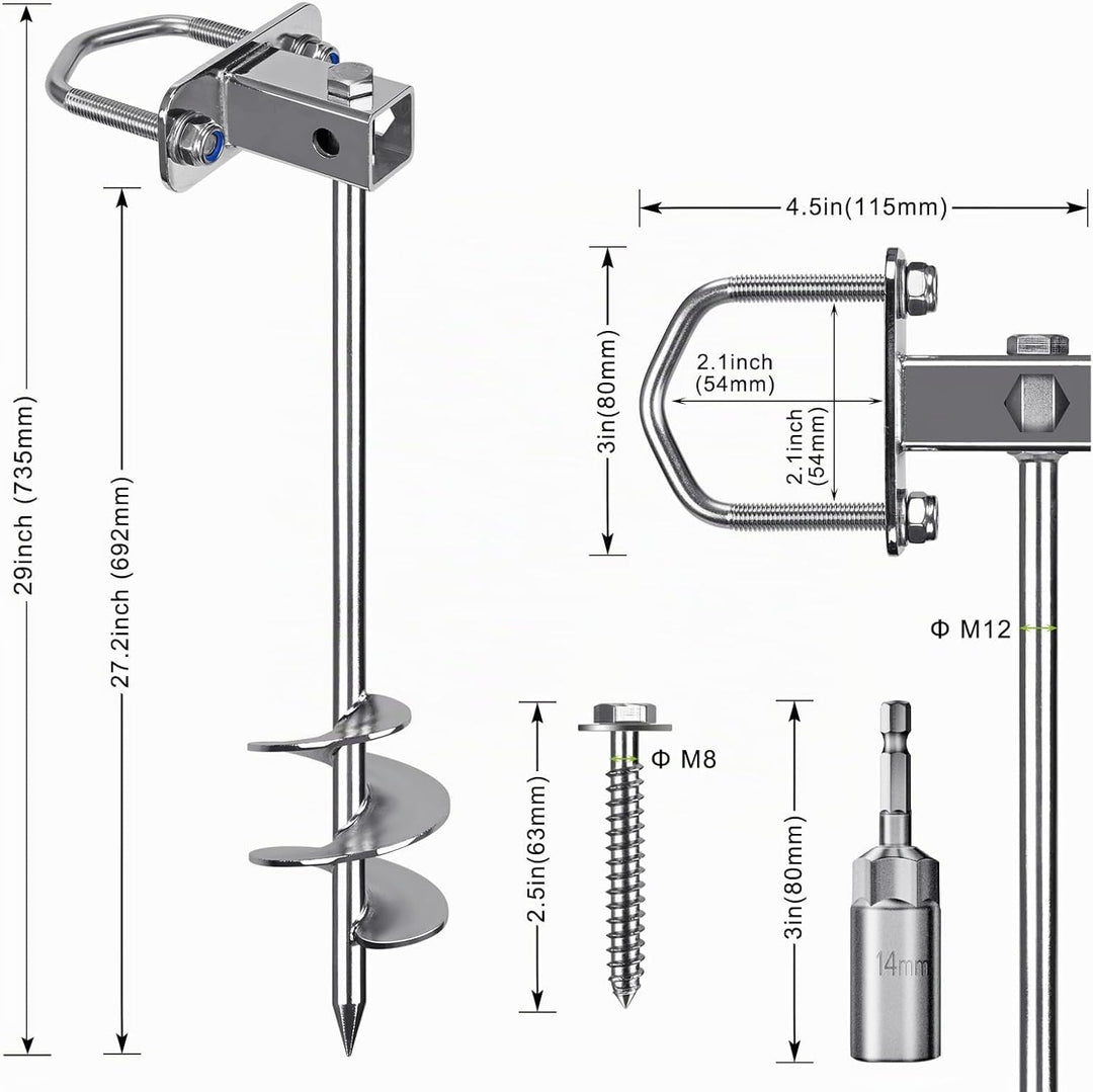 6er Zeltheringe, 74cm Zelt Heringe Erdnägel Stabil Lang Erdanker Bodenanker Schraubheringe Zelthaken