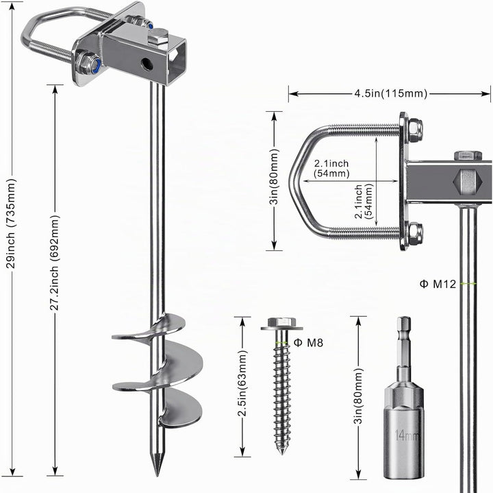 6er Zeltheringe, 74cm Zelt Heringe Erdnägel Stabil Lang Erdanker Bodenanker Schraubheringe Zelthaken