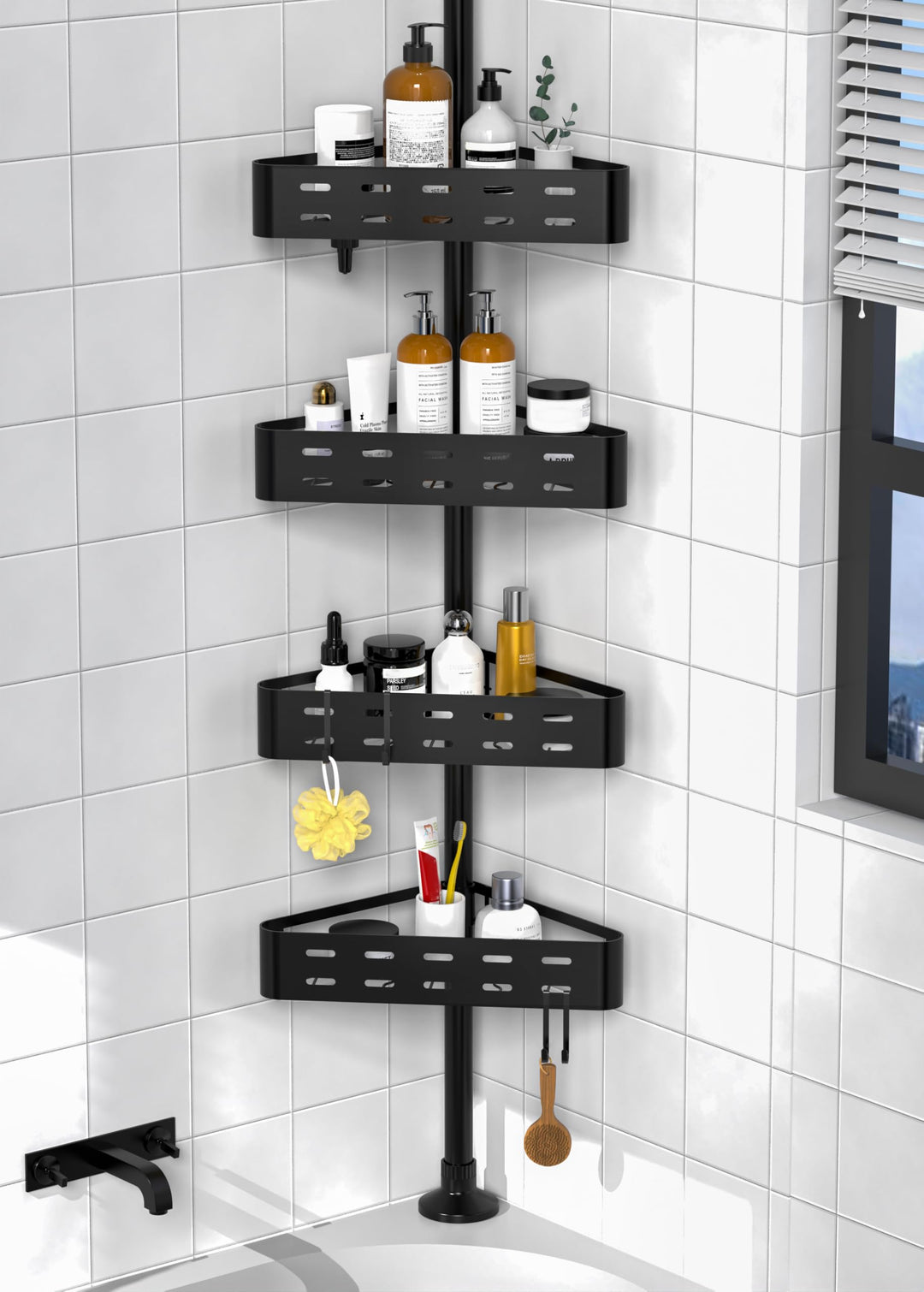 Kegii Teleskop Duschregal - Teleskopregal Bad Eckregal Dusche Duschablage Ohne Bohren Teleskopstange