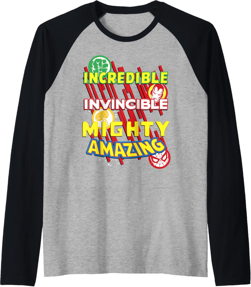 Marvel Avengers Incredible Invincible Mighty Amazing Raglan