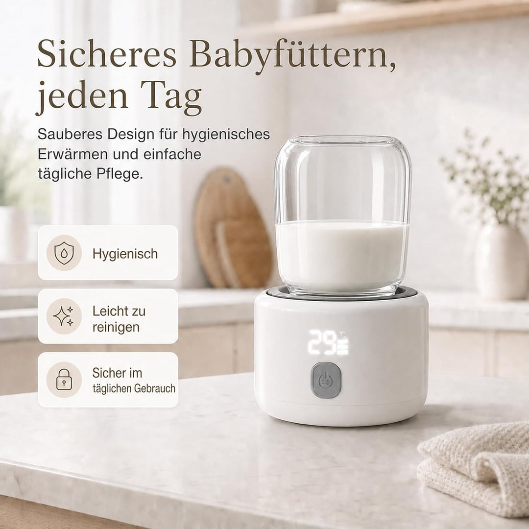 Tragbarer Flaschenwärmer Baby unterwegs Akkubetriebener Milchwärmer USB C | 3-5 Min Schnellheizung,