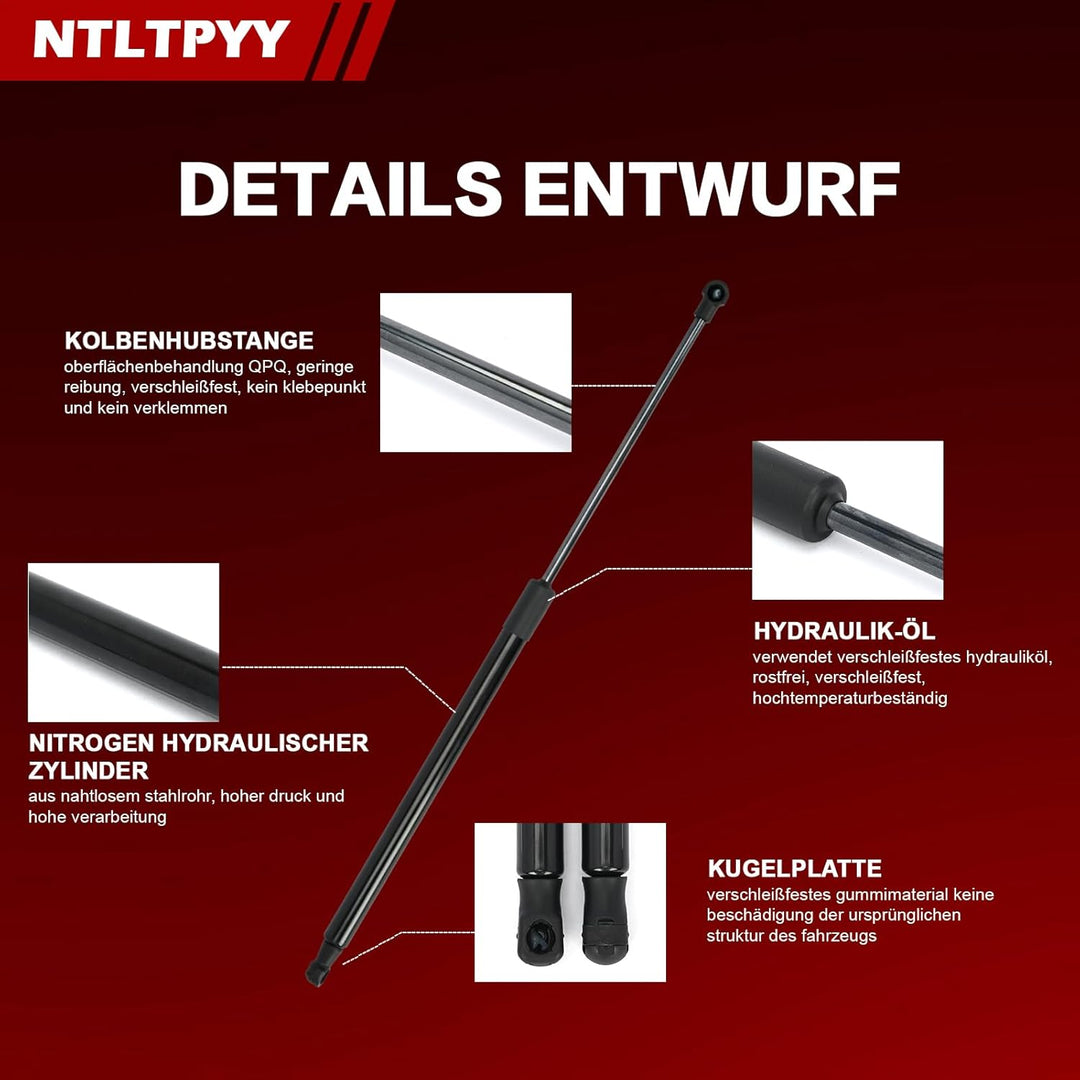 Heckklappen Gasdruckfeder Kompatibel mit VW Polo 2001-2009 9A 9N, 2 Stück Heckklappenlifter Ersatz f