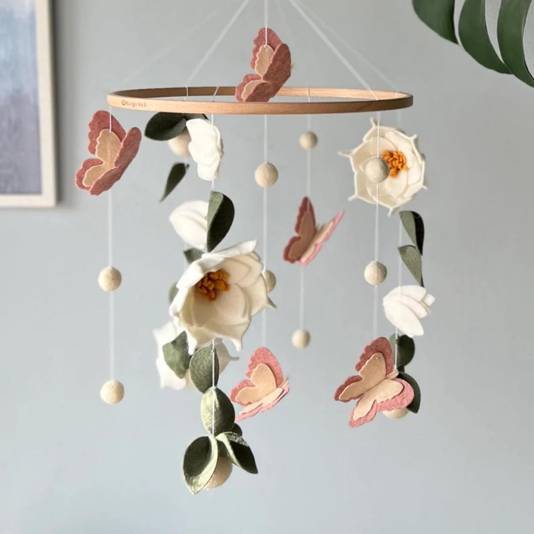 Baby Mobile - Blumen Schmetterlingen Baby Windspiele für Babybett, Mobile Baby Wickeltisch Mobile Ba