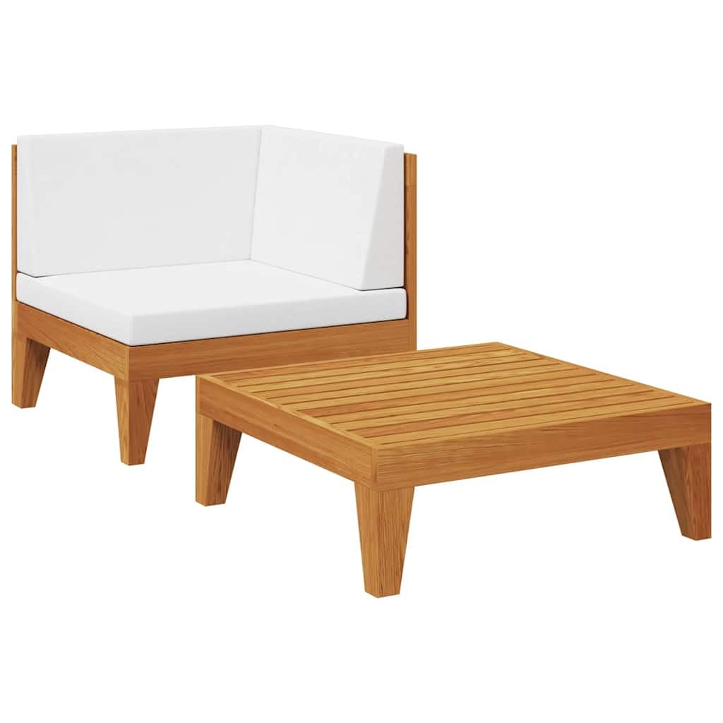 vidaXL Akazienholz Massiv Gartenmöbel 2-TLG. mit Auflagen Ecksofa Tisch Sofa Lounge Sitzgruppe Garte