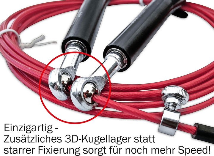 Springseil Profi mit 3D-Kugellager | Speedrope für Double-Unders mit Drahtseil | Optimal für Fitness
