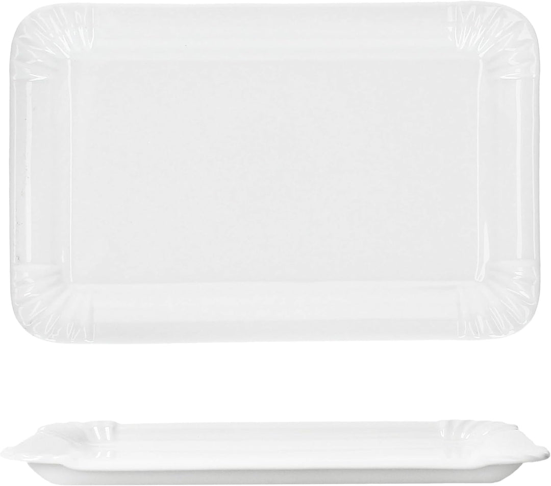 MamboCat 12er Set Pur Pappteller aus Porzellan I (LxB) 20x12,8cm I rechteckige Teller mit Papp-Optik