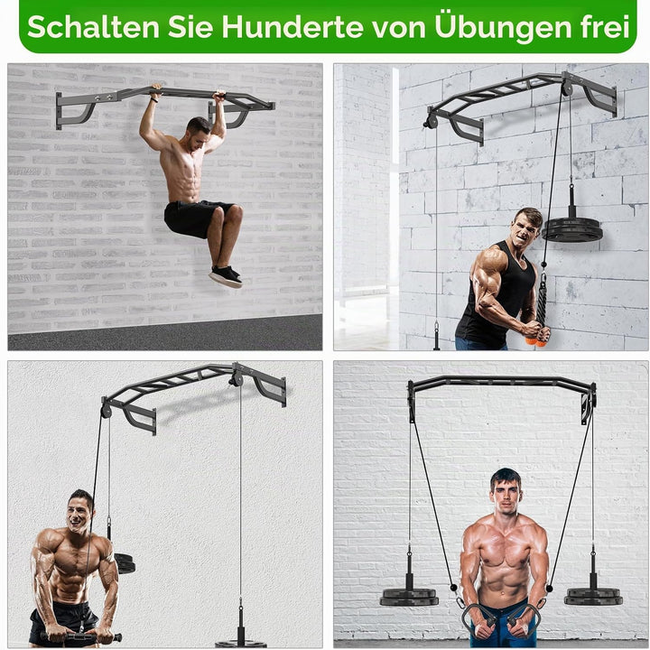 SELEWARE Klimmzugstange zur Wandmontage, multifunktionale Klimmzugstange mit Kabelzugsystem für das