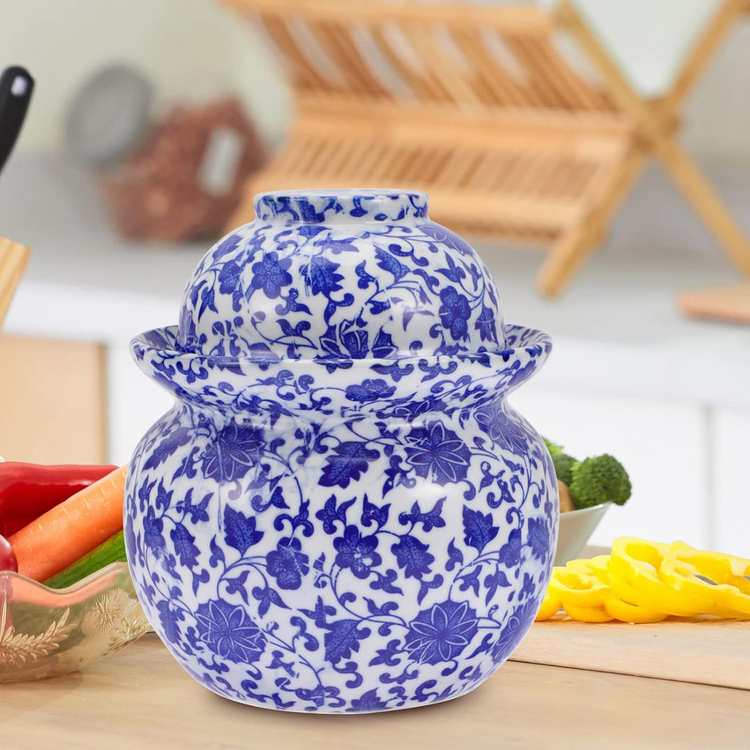 Cabilock Gärtopf Keramik Gurkentopf Sauerkrauttopf mit Deckel Rumtopf Einlegetopf Einmachtopf Tontop