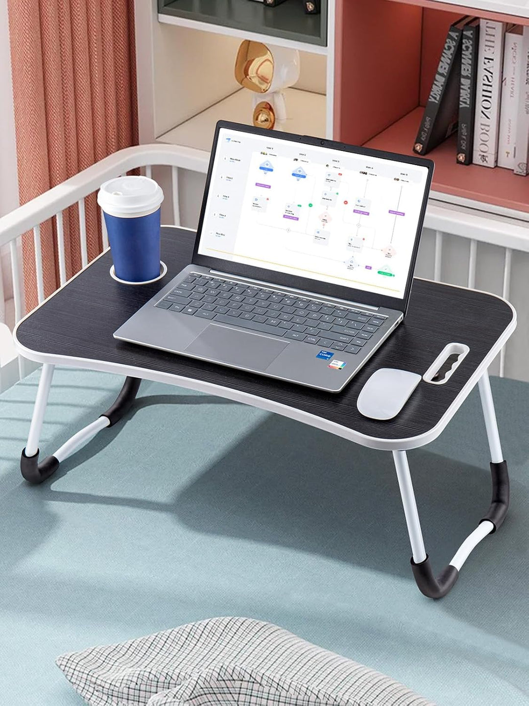 Laptoptisch Betttablett Tablet-Ständer & Becherhalter – Laptop Tisch für Bett, Sofa & Boden (60 x 40