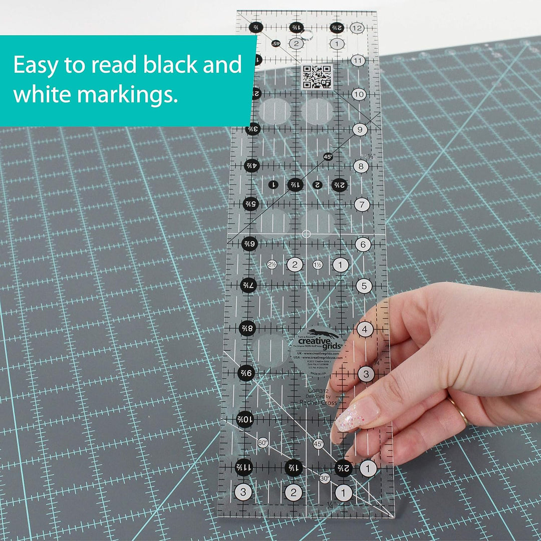 Creative Grid Quilt Ruler 3-1/2 inch x 12-1/2 inch Rectangle by