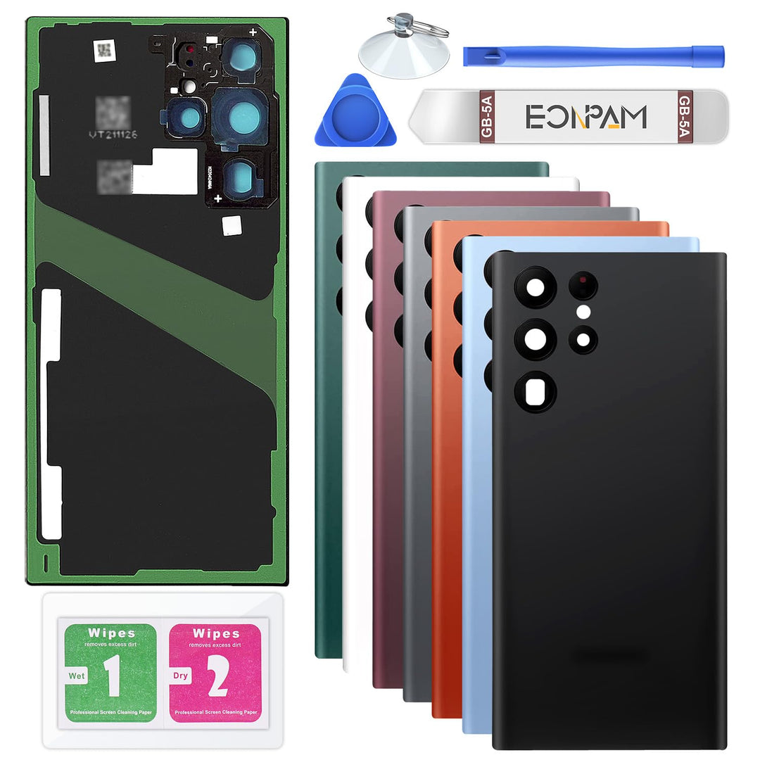 Eonpam Akkudeckel für Samsung Galaxy S22 Ultra 5G S908 Rückseite Glas Original Backcover Back Glas E