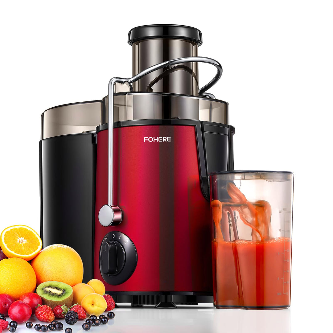 FOHERE Entsafter für Obst und Gemüse in Edelstahl, 400W Zentrifugaler Entsafter 65 MM Einfüllöffnung