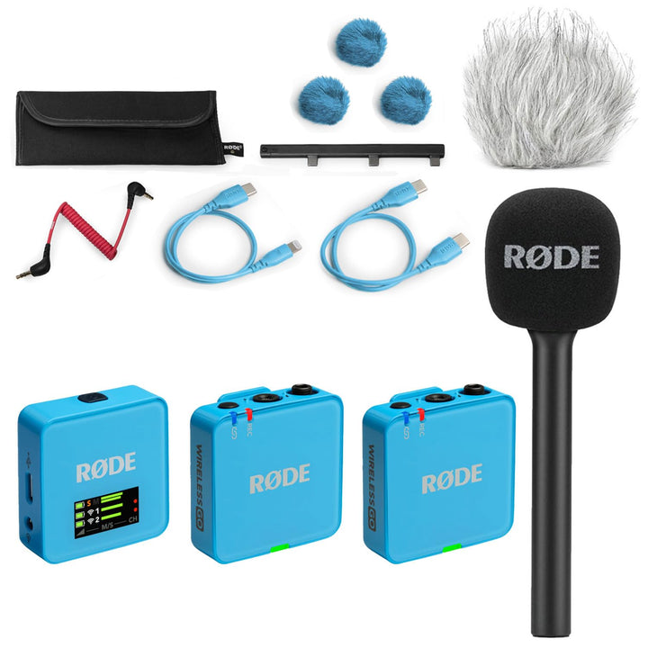 Rode Wireless GO Gen 3 Drahtloses 2-Kanal Mikrofon-Funksystem Blau mit Interview GO Handadapter und