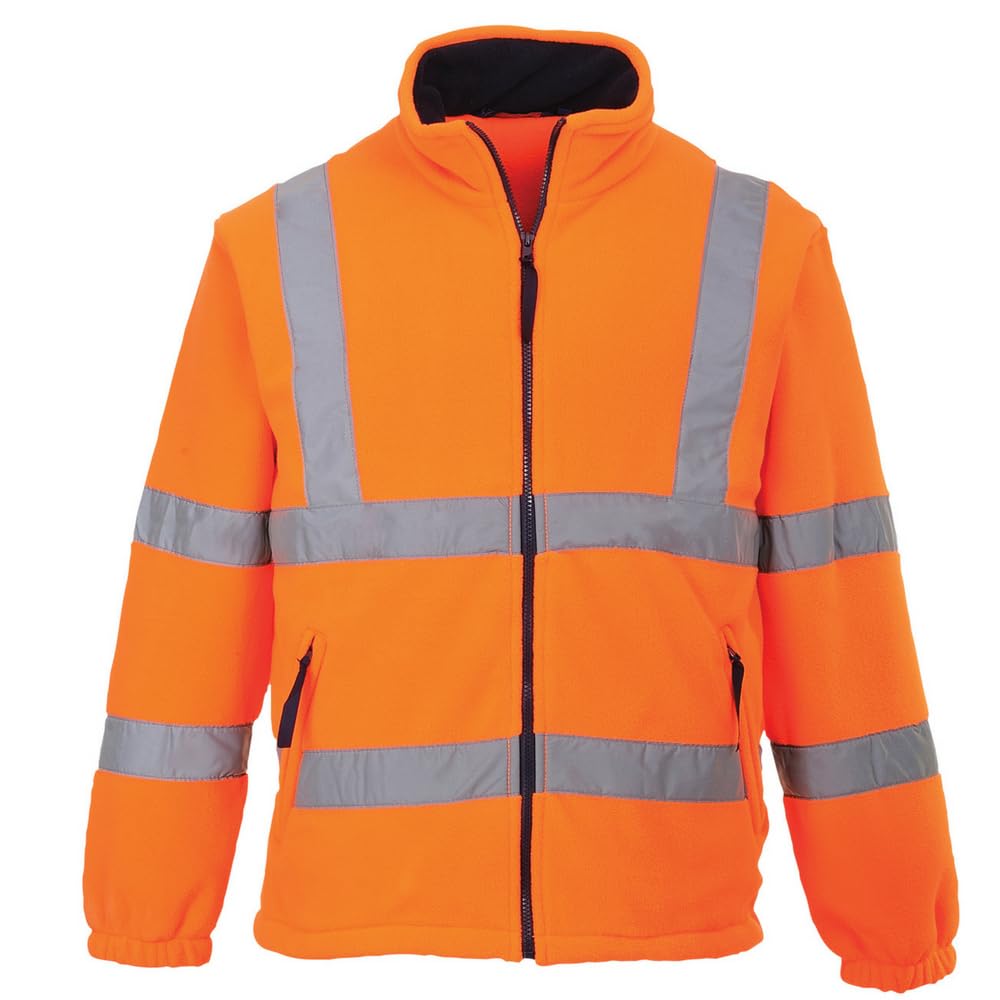 Portwest Herren F301 F300 Warnschutz Fleece Jacke mitNetzfutter, Orange, S EU S Orange, S Orange