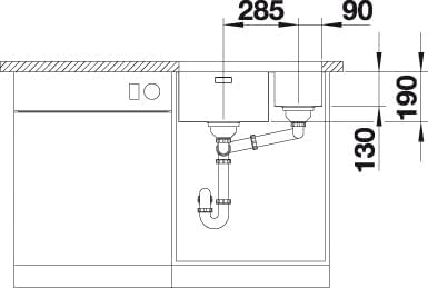 BLANCO ANDANO 340/180-U | Edelstahl | Einbauart: Unterbau | Hauptbecken links | ohne Ablauffernbedie