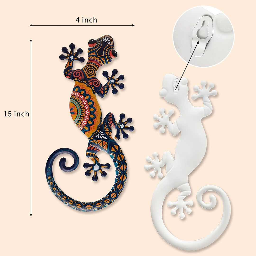 Liffy Metall Eidechse Wandkunst Bohemian Home Sculpture 2 Packs, Indoor & Outdoor Garten Dekor für Z