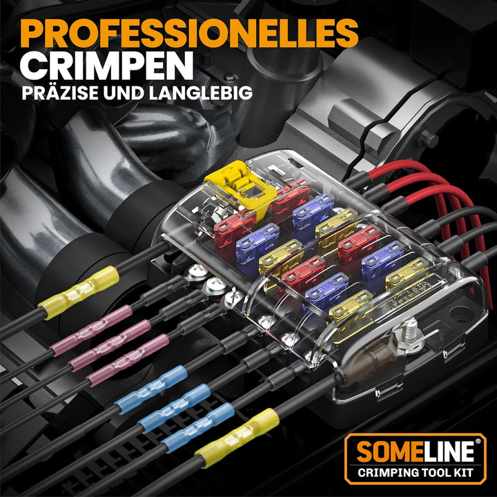 Crimpzange Stossverbinder Set,Stossverbinder zange 0,34-6 mm²,100 stück Stossverbinder mit Schrumpfs