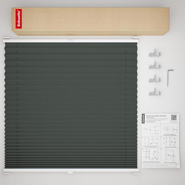 Schuette® Plissee ohne Bohren ● Thermo Kollektion: Before Storm (Grau) ● 45x100cm (Breite x Höhe) ●