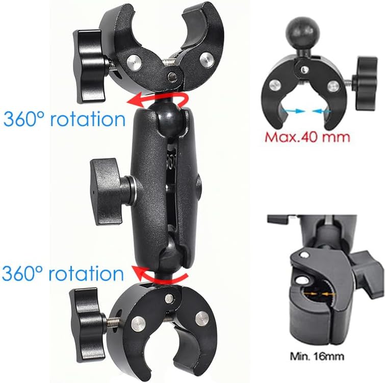 Schelle für Rohr / Stab, Motorrad Kamera Halterung Doppelklemme Universal fuer Insta360, Go Pro Acti