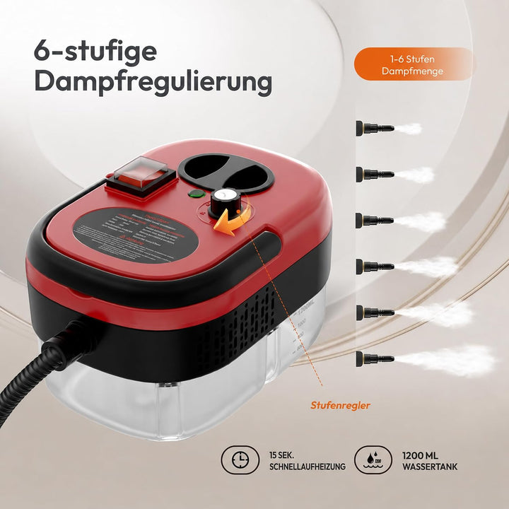 Dampfreiniger, Dampfreiniger Handgerät, Tragbarer Steamer, 1.2L Wassertank, 15s Schnellheiz-Steam Cl