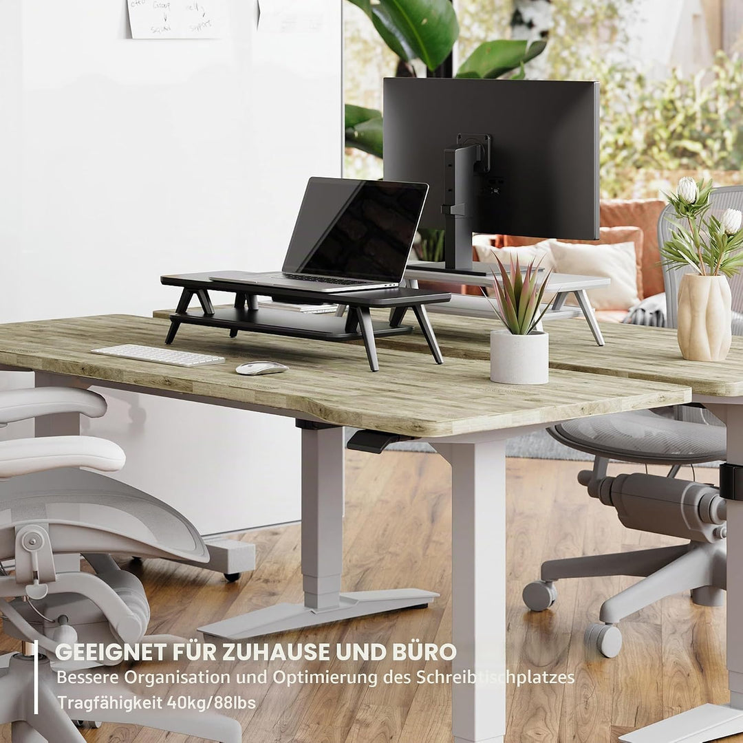 Fenge Monitorständer, Integrierte Mulde für Smartphone, Tablet, Stift, Monitor Stand aus Metall und
