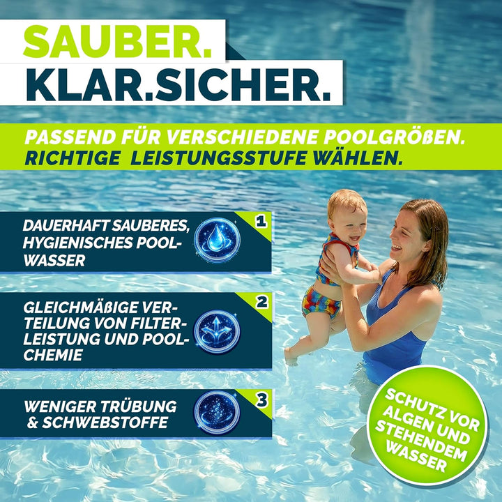 tillvex® Filterpumpe Pool 9.500L/h & 550W | Schwimmbadpumpe Förderhöhe max. 10m | Poolfilter Umwälzp