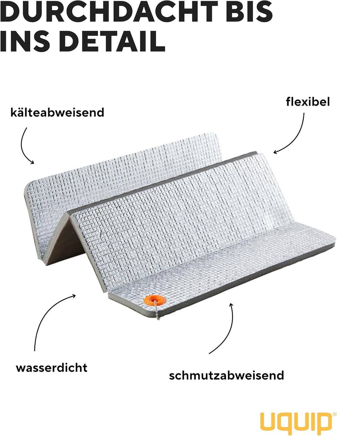 Uquip Sitzkissen Josy Grey I faltbares Outdoor-Kissen I wasserdicht &amp; schmutzabweisend I aluminiumbe