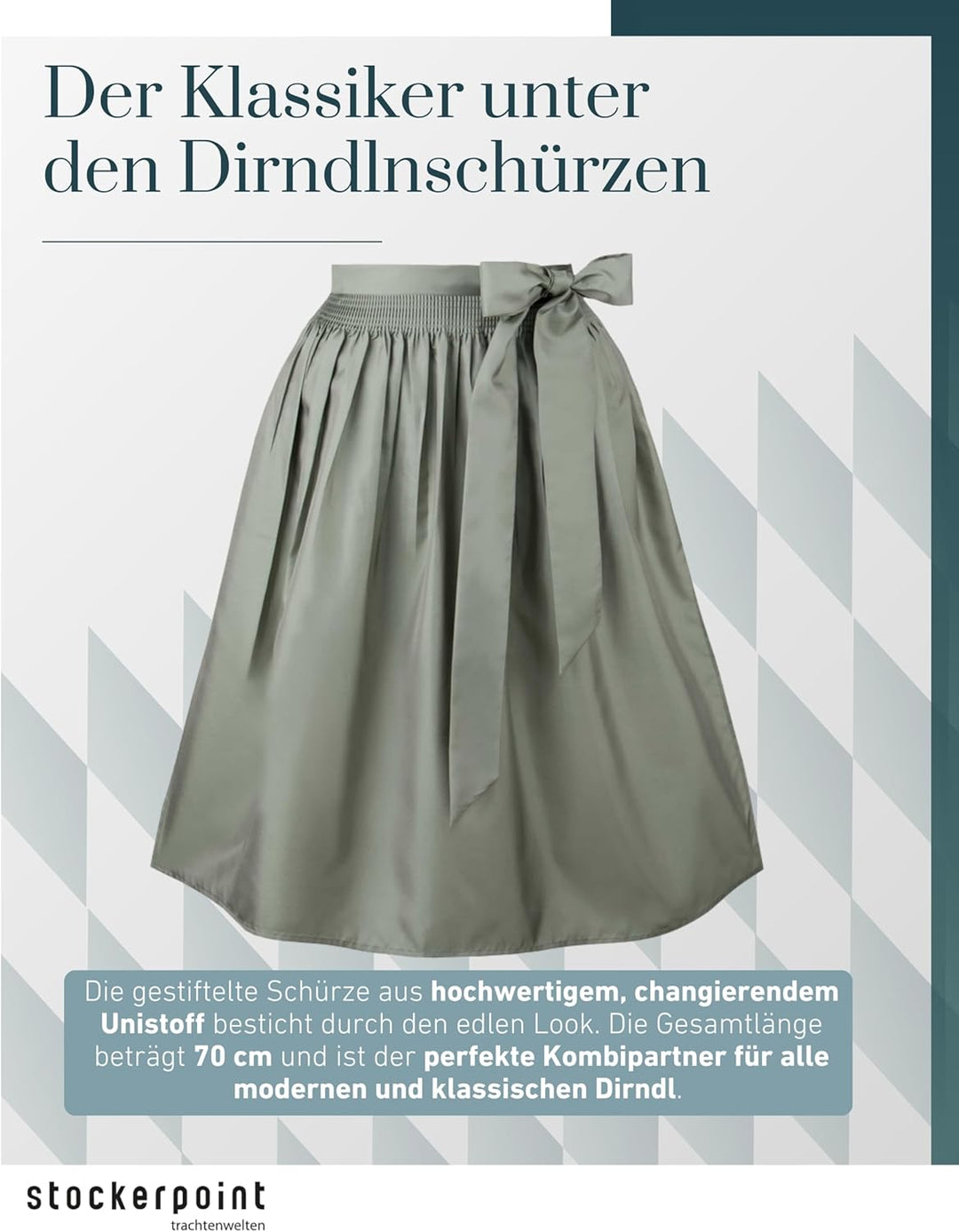 Stockerpoint Damen Schürze Kristin Dirndlschürze, Salbei, Regular