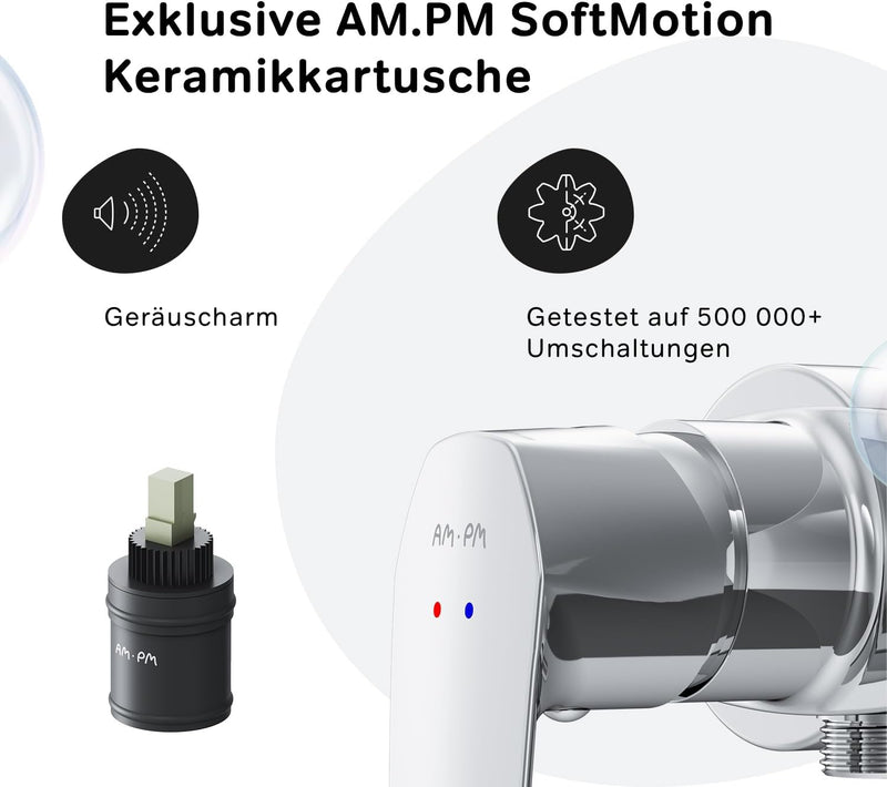 AM.PM GEM FGA20000 Duscharmatur mit Einhebelmischer | SoftMotion Keramikkartusche, Neoperl Aerator |