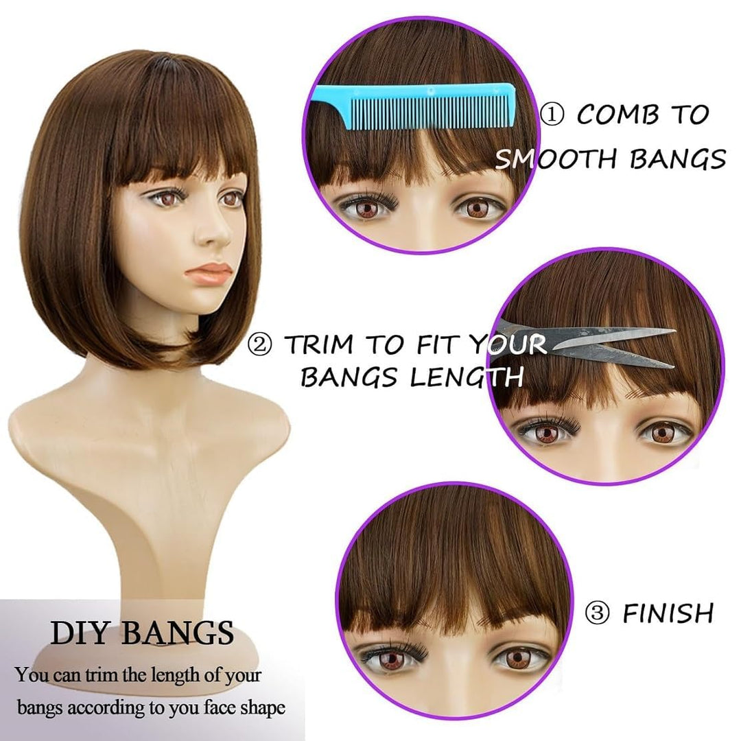 Brown Bob Wig Human Hair Echthaar Perücke None Lace Front Wig Bone Straight Human Hair Wig High Ligh