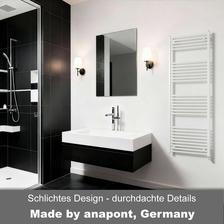 anapont elektrischer Badheizkörper 1775x400 - WiFi APP -weiss gerade - Handtuchheizkörper - Badheizu