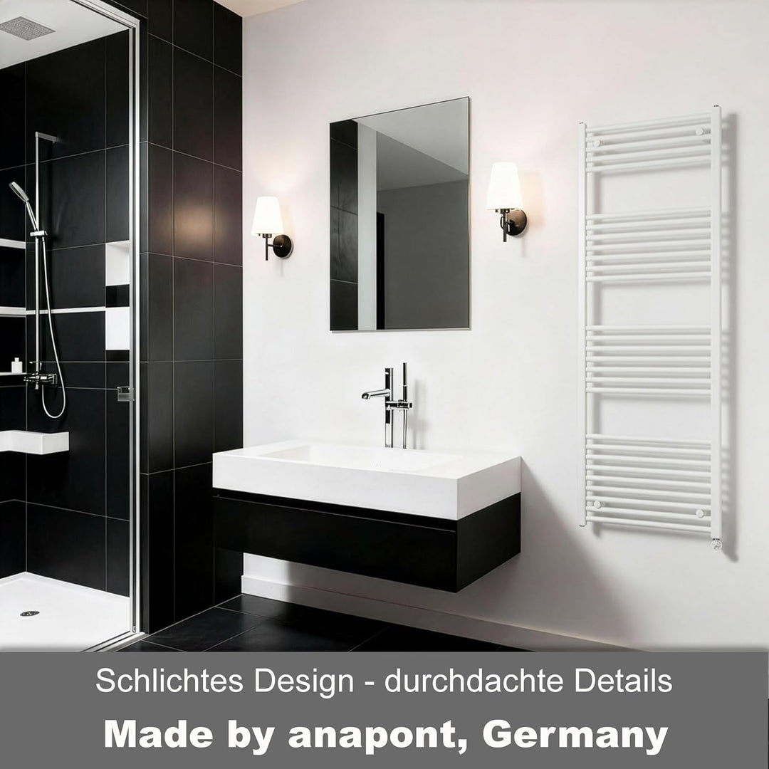 anapont elektrischer Badheizkörper 1775x400 - WiFi APP -weiss gerade - Handtuchheizkörper - Badheizu