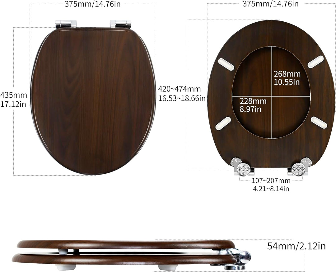 WC Sitz mit Absenkautomatik, hochwertiger Toilettendeckel aus MDF Holz, Einfache Montage Stabiler Kl
