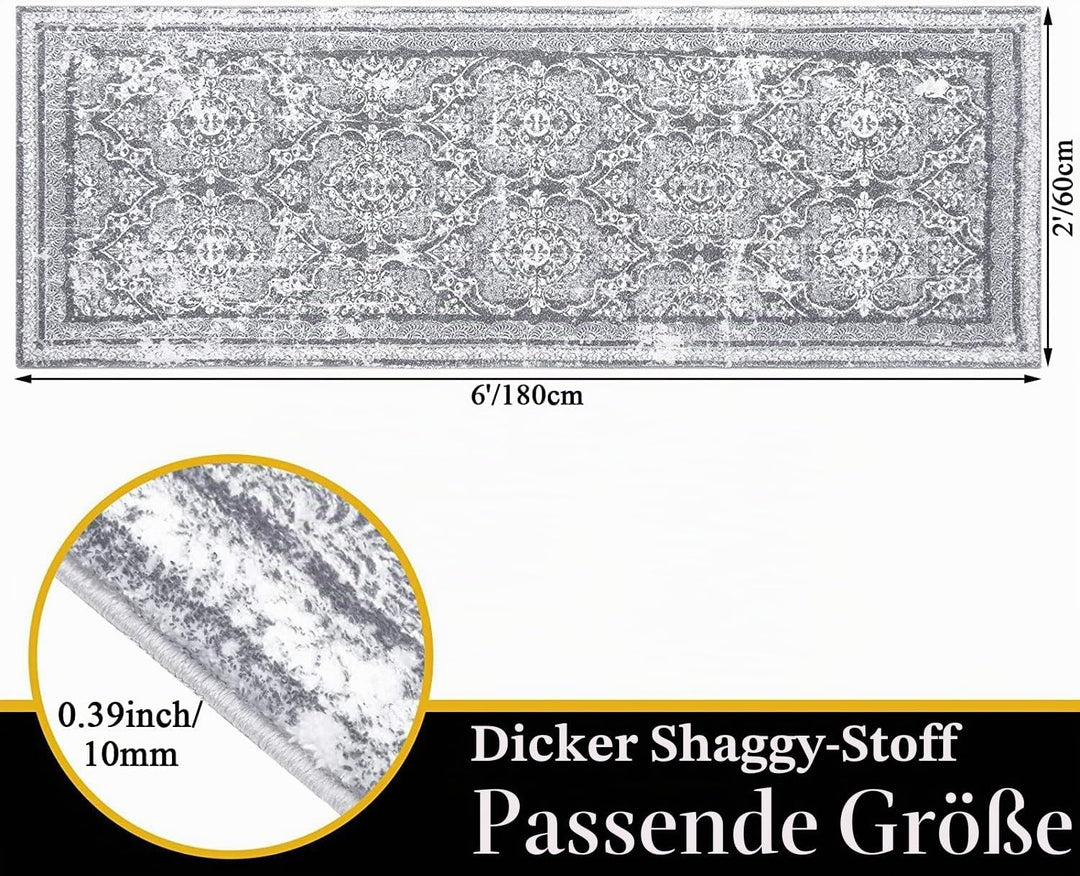 Enyhom Teppich Läufer 60 x 180cm Flauschig Weich Lang Läufer Waschbar Kurzflor Küchenläufer Teppichl