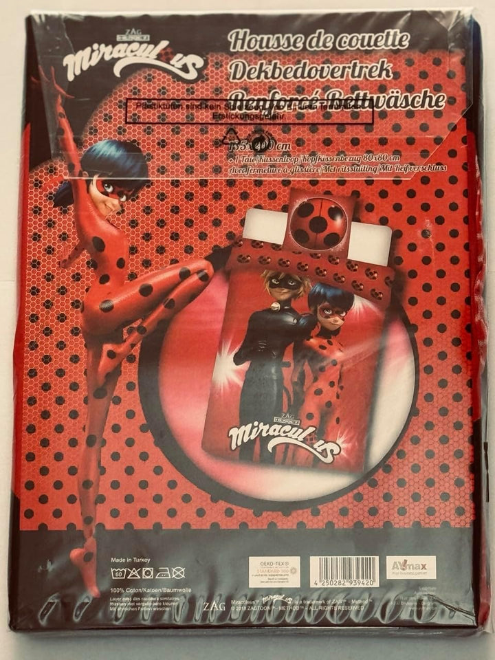 Tex idea Bettwäsche Glatt Miraculous Ladybug Cat Noir Tikki Plugg 135 x 200 Geschenk Neu Wow - All-I