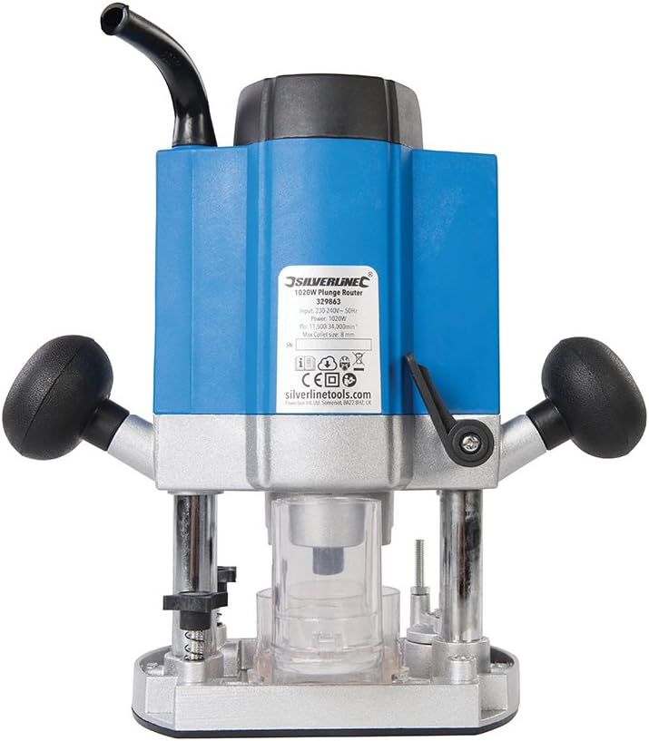 Silverline 329863 Oberfräse, 1/4 Zoll, 1020 W 1 Blau, 1 Blau