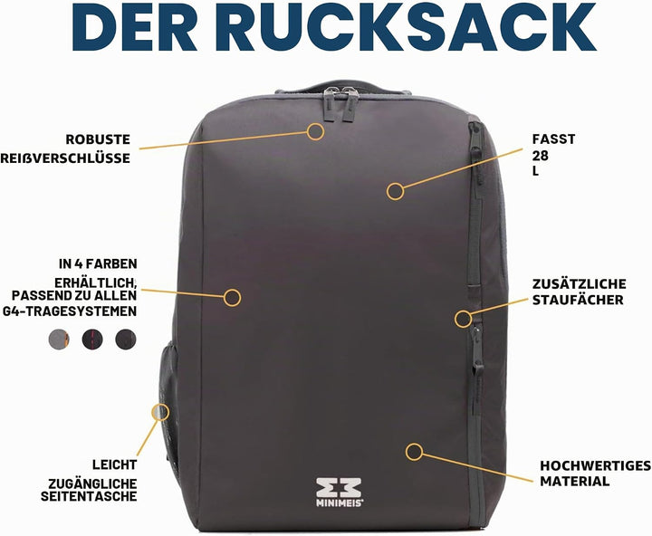 MiniMeis Backpack - der Rucksack passend zur G4 Kinder Schultertrage 28 Liter Anthrazit, 28 Liter An