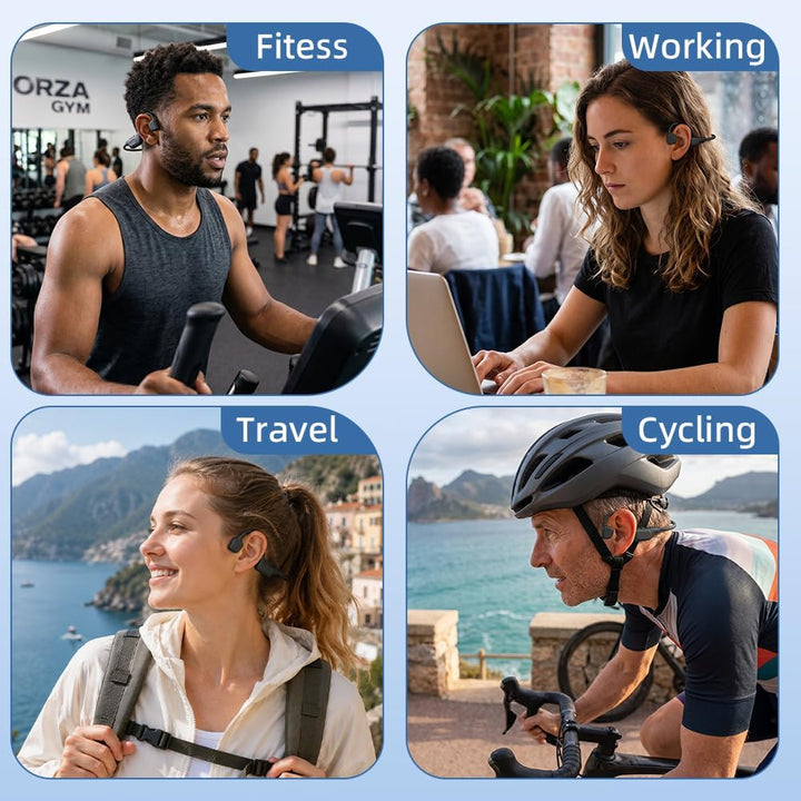 Knochenschall Kopfhörer, Open Ear Bluetooth 6.0 Kopfhörer Kabellos, 14 Std Wiedergabe Bone Conductio