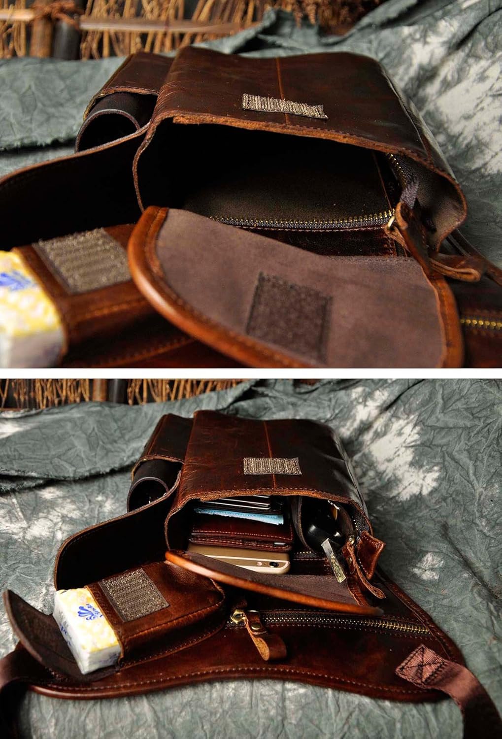 Le'aokuu Herren Echtes Leder Tasche Beinbeutel Beintasche Aussenbeintasche Hüfttasche Drop Leg Thigh