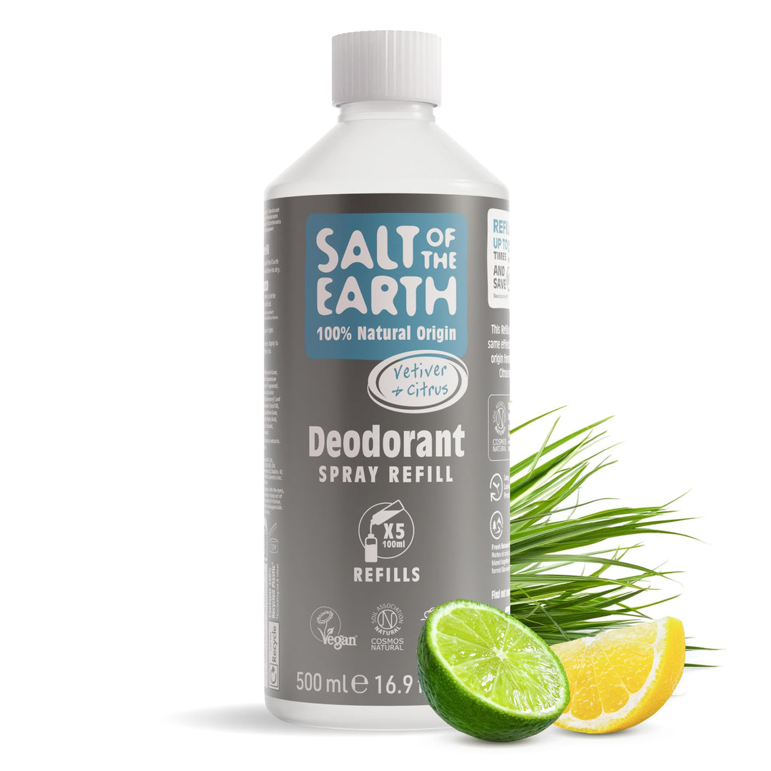 Salt Of The Earth Natürliches Deospray Nachfüllpack für Männer, Pure Armour Vetiver &amp; Zitrus - Vegan