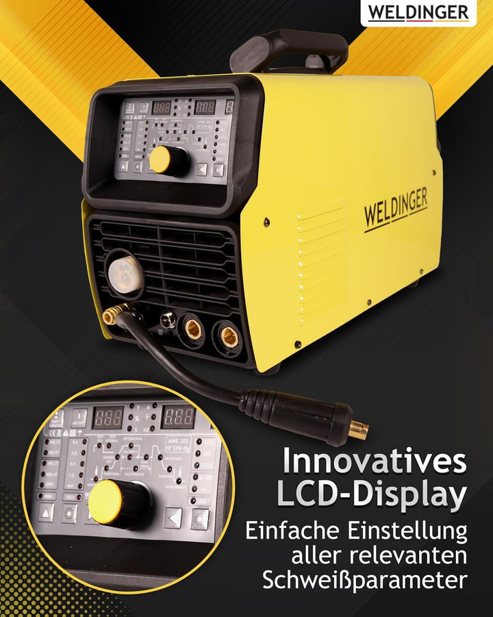 WELDINGER Kombischweissinverter MWE 202 HF SYN dig mit HF-Zündung MIG MAG DC-WIG MMA Schweissgerät 5